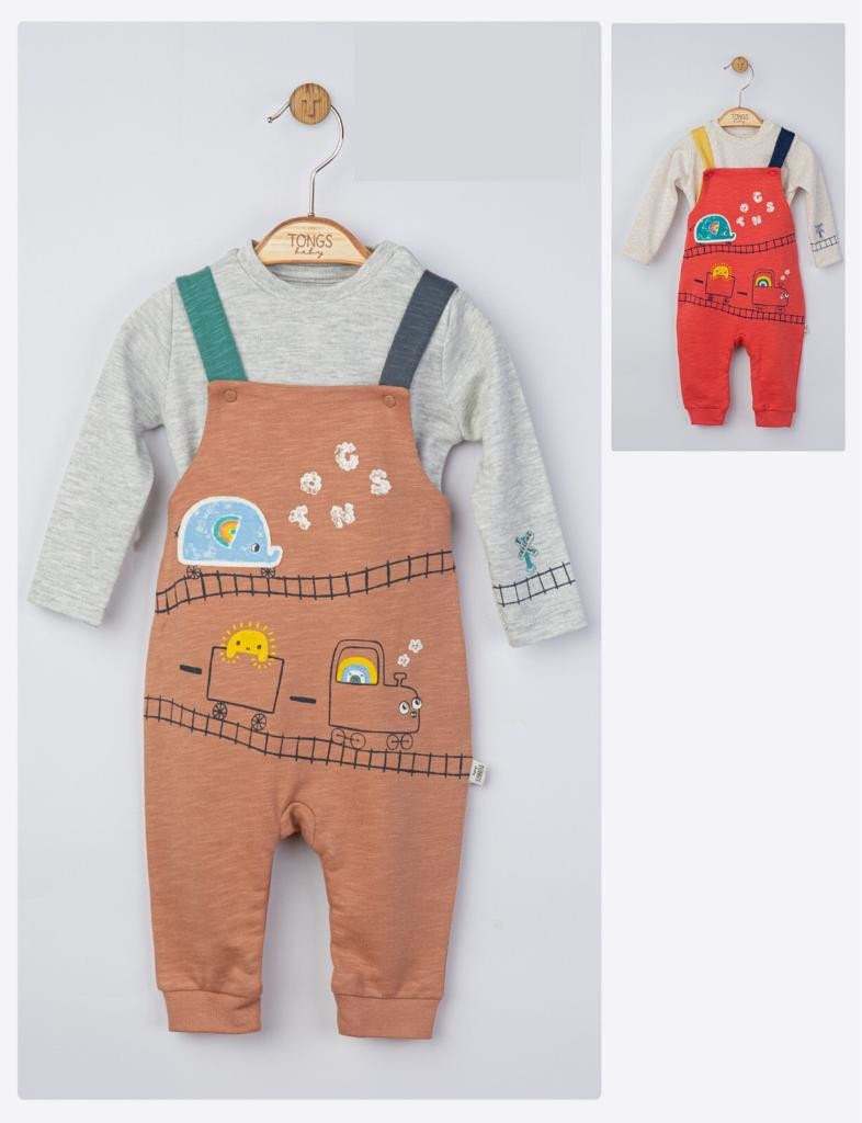 Set salopeta cu bluzita pentru bebelusi Choo Choo, Tongs baby - imagine 2