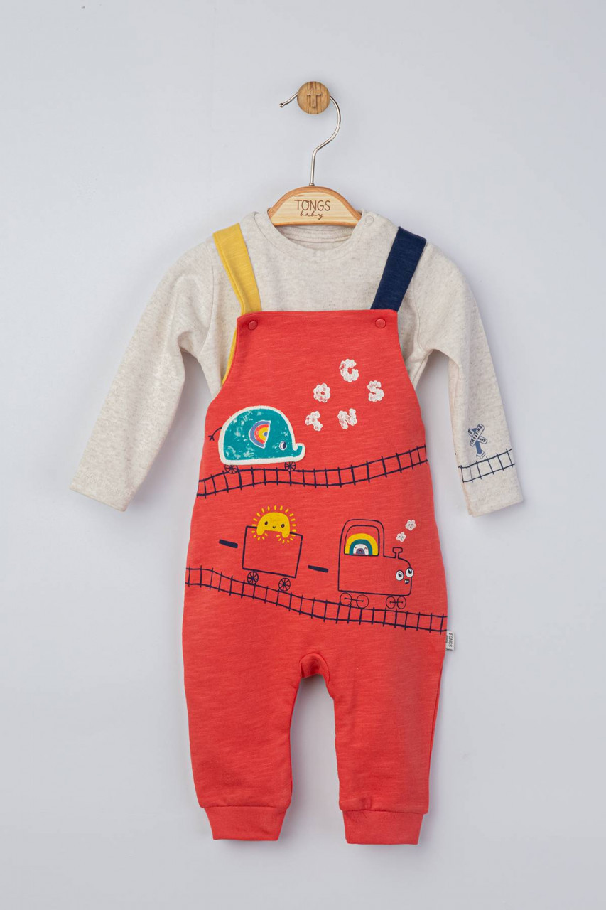 Set salopeta cu bluzita pentru bebelusi Choo Choo, Tongs baby - imagine 3