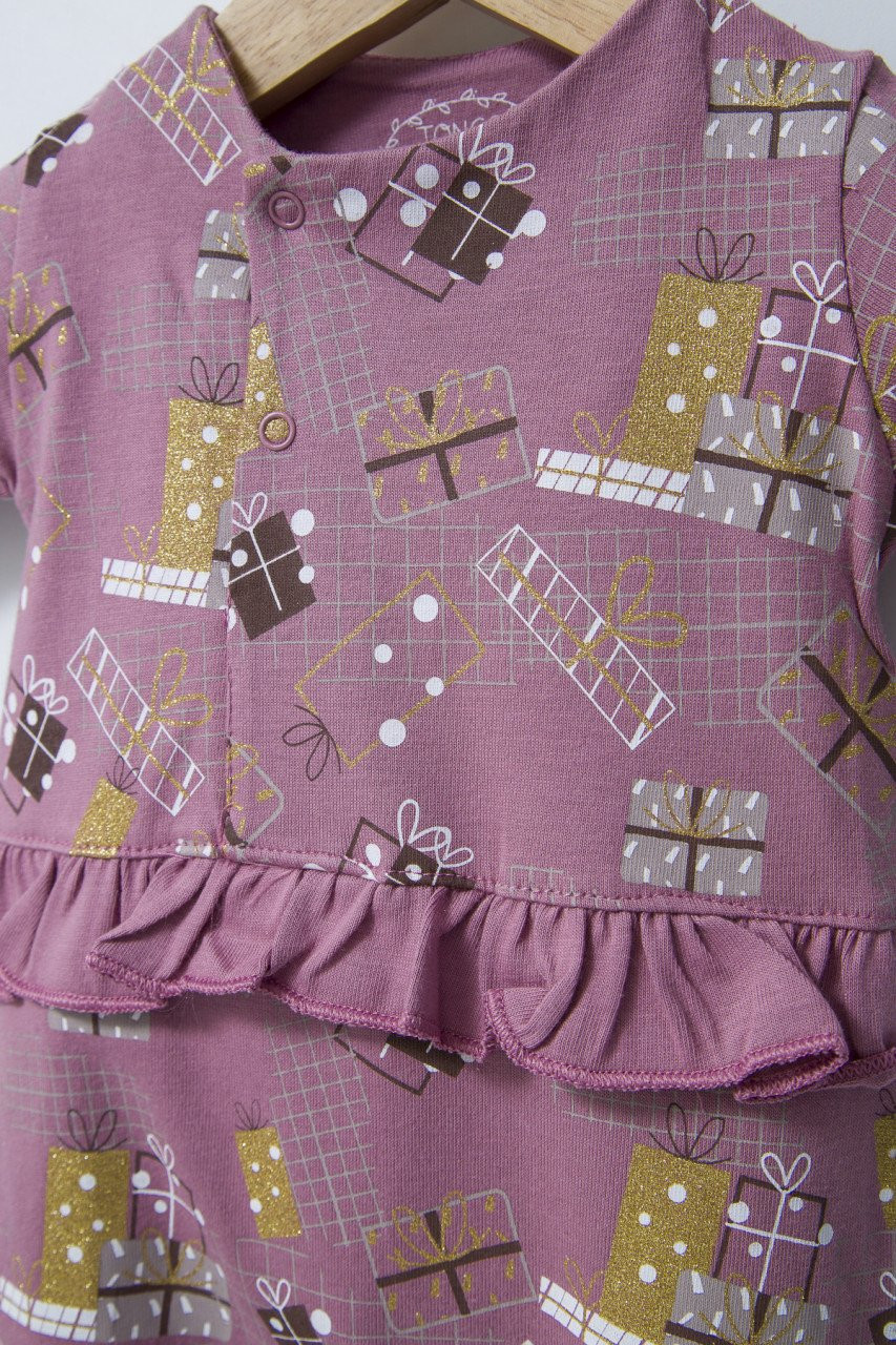 Set salopeta cu caciulita cu volanas pentru bebelusi Fun Penguin, Tongs baby - imagine 3