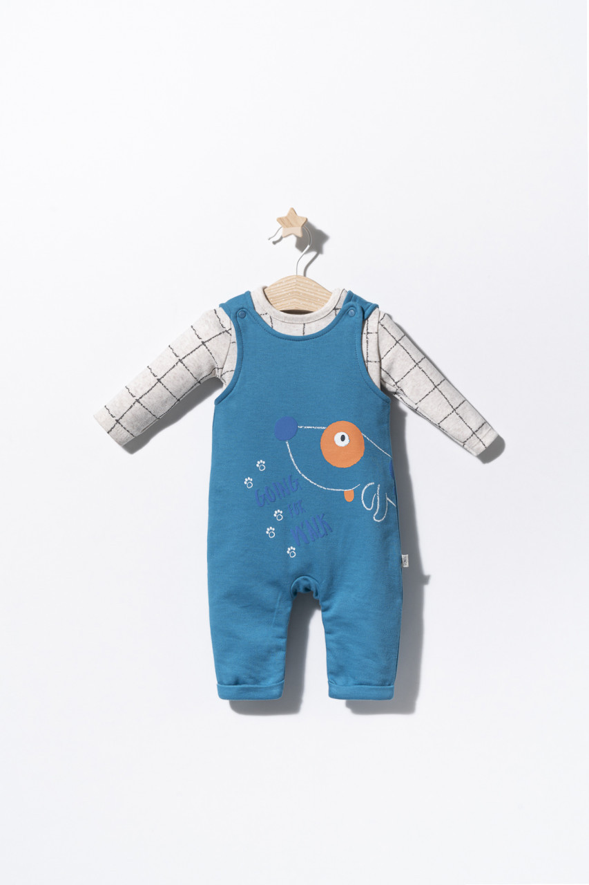 Set salopeta cu catelusi si bluzita pentru bebelusi, Tongs baby