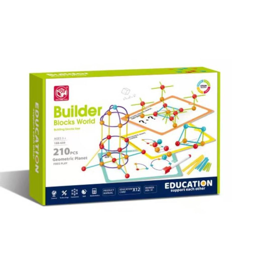 Set de constructie STEAM - Forme 3D (210 piese) Bufnitel