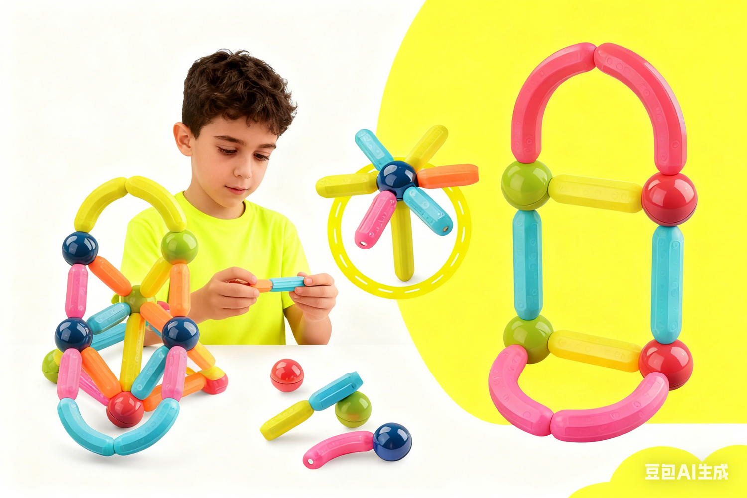 Set de constructie magnetic - Forme 3D (42 piese) - imagine 4