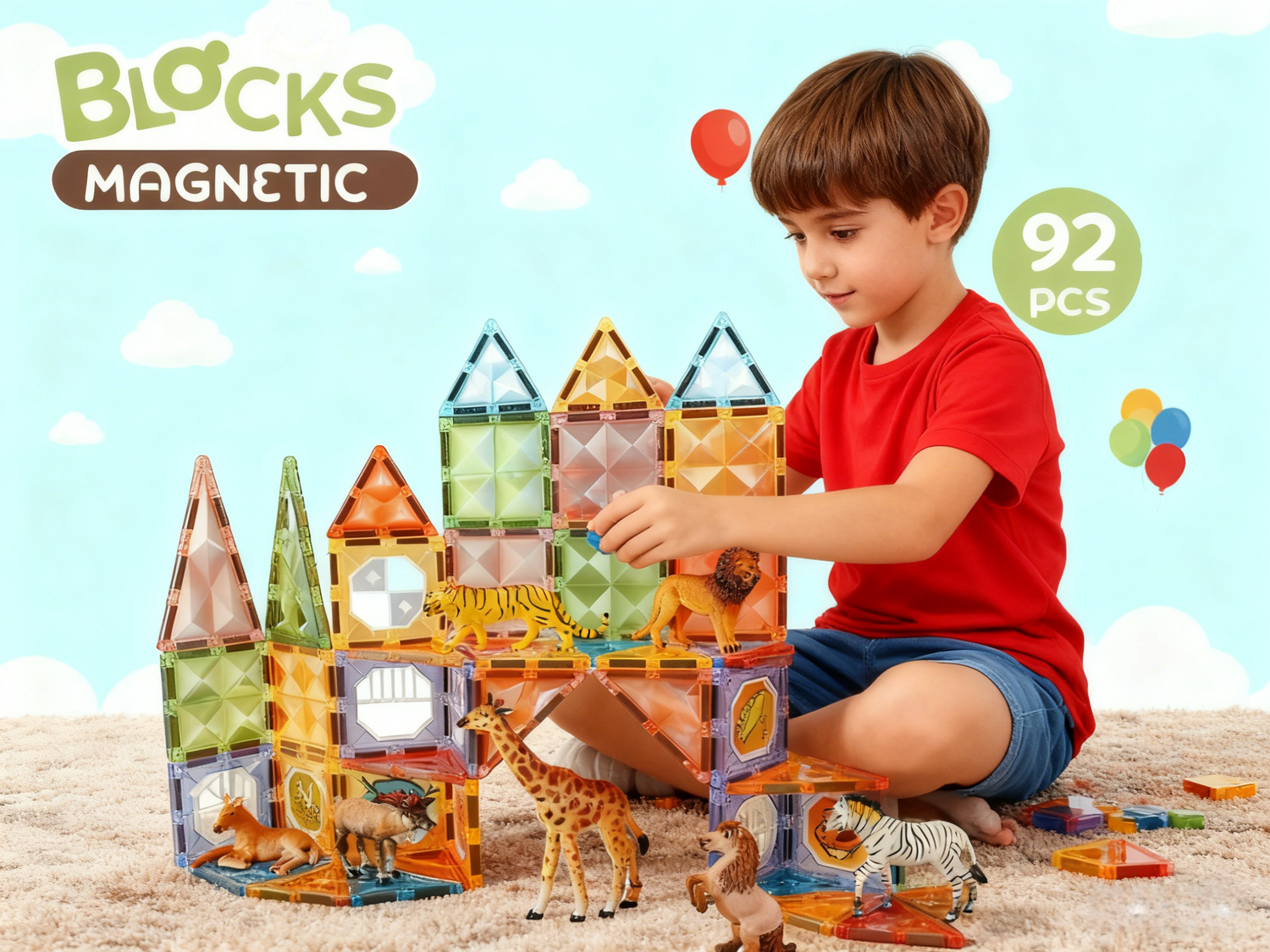 Joc magnetic Diamond La Zoo - 92 piese (7.5 cm) - imagine 5