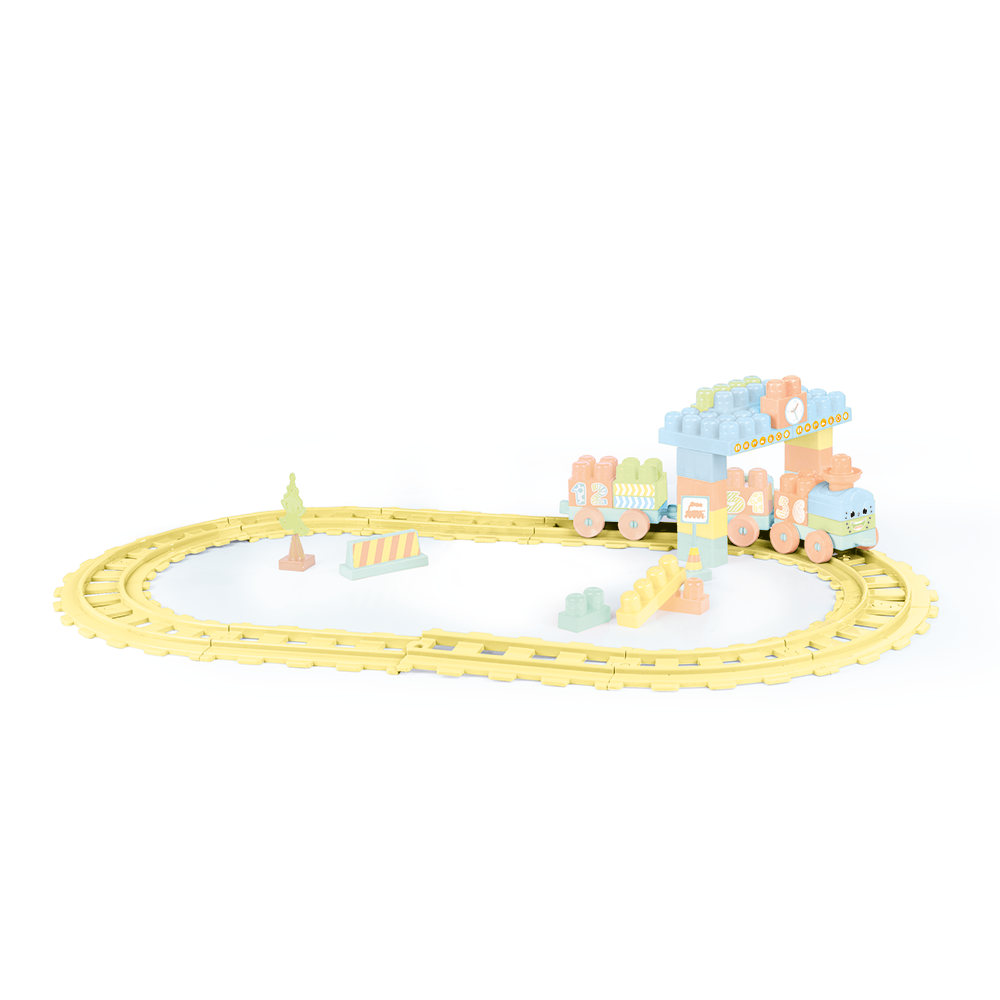 Set de constructii cu trenulet - 58 piese (pastel) - imagine 3
