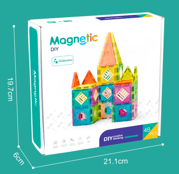 Set de constructie magnetic - 48 piese (5.5 cm) Bufnitel