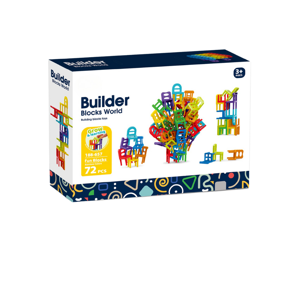 Joc de constructie STEAM - Scaune colorate (72 piese) Bufnitel