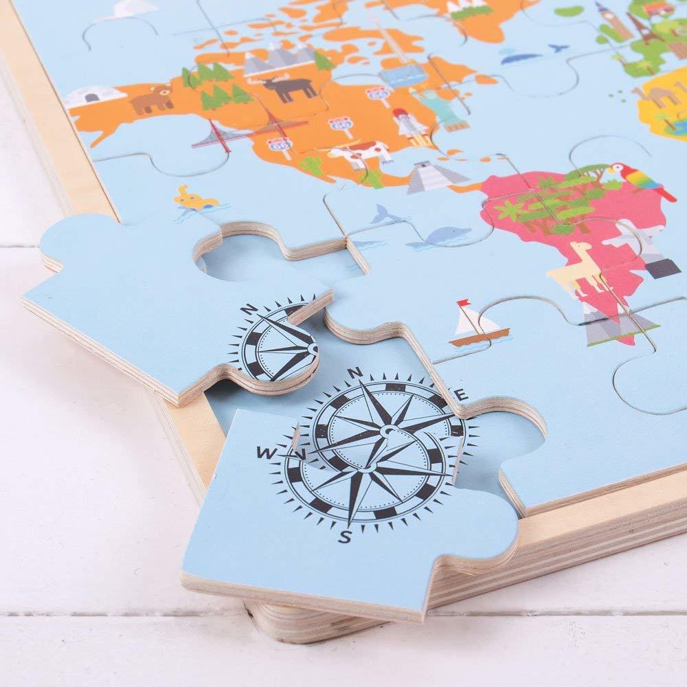 Puzzle din lemn - Harta lumii (35 piese) - imagine 3
