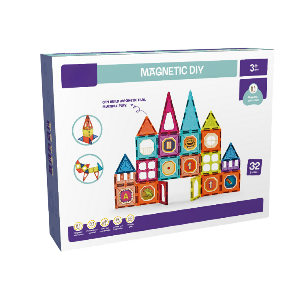 Set de constructie magnetic - 32 piese (7.5 cm) Bufnitel