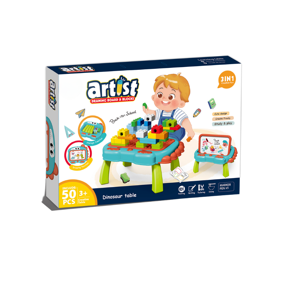 Masuta multifunctionala 3 in 1 pentru constructie - Dinozaur Bufnitel
