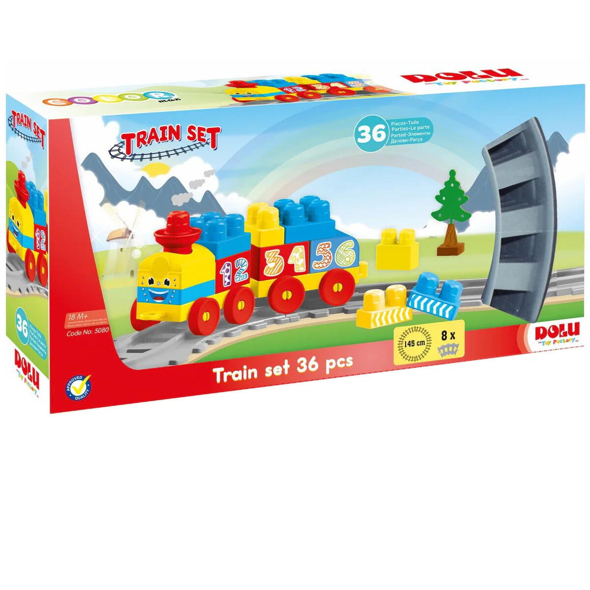 Set de constructii cu trenulet - 36 piese DOLU