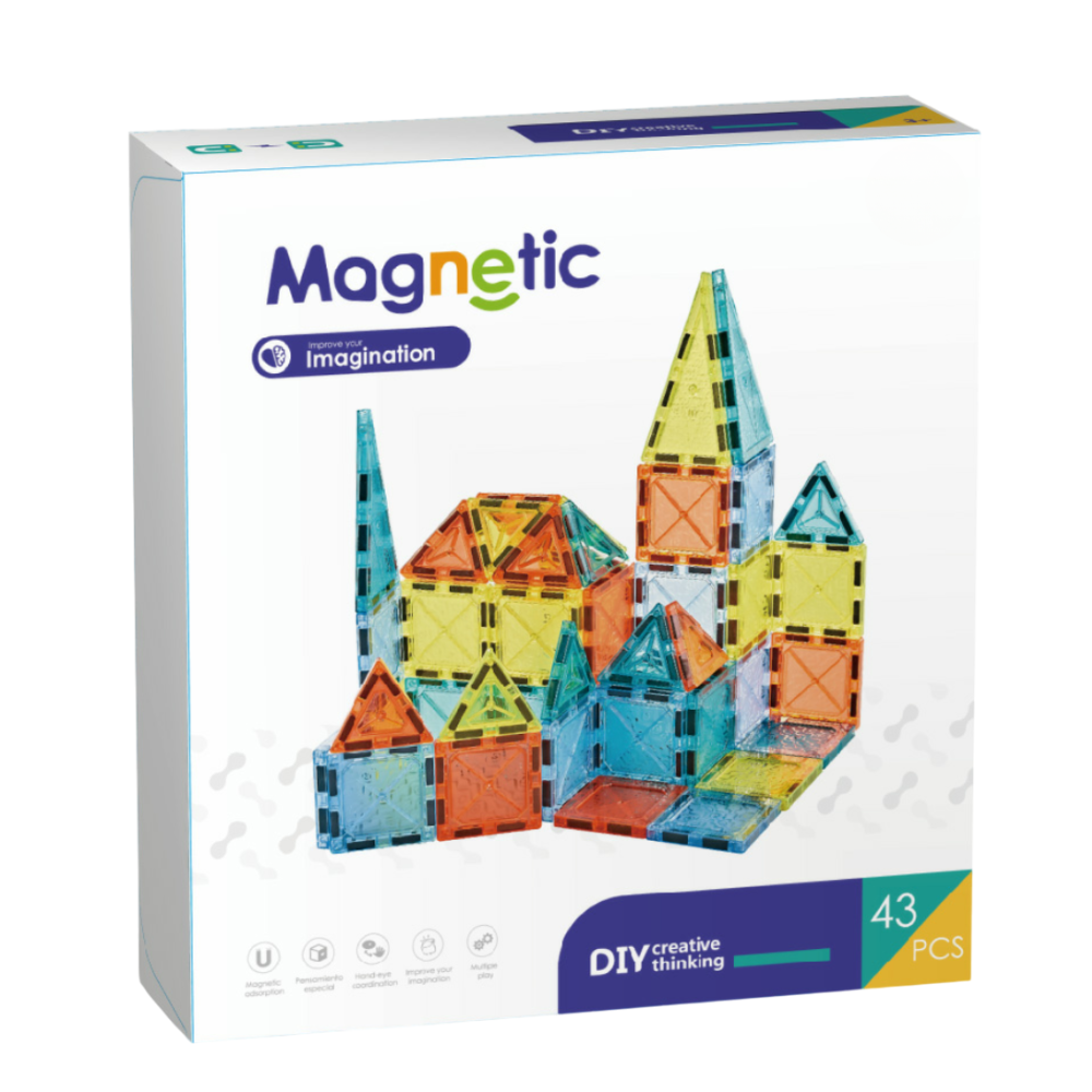 Joc de constructie magnetic - 43 piese (5.5 cm) Bufnitel