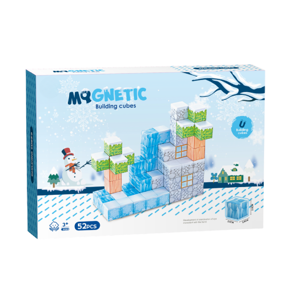Cuburi magnetice - Iarna 52 piese (2.5 cm) Bufnitel