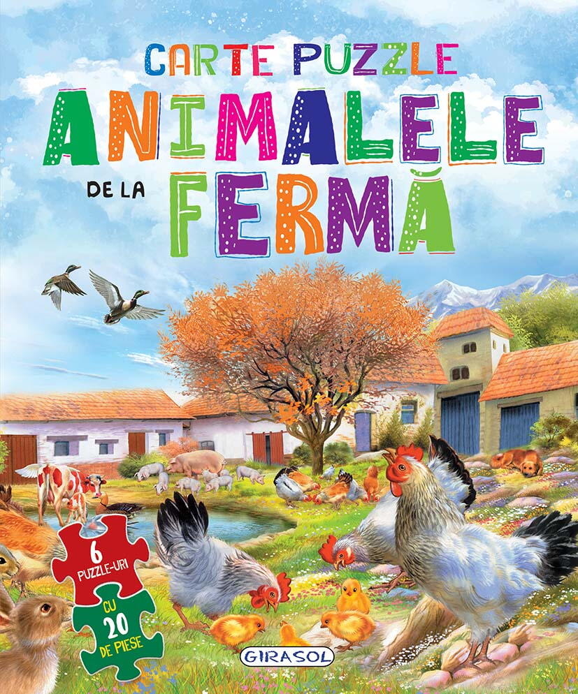 Carte cu 6 puzzle-uri - Animalele de la ferma GIRASOL