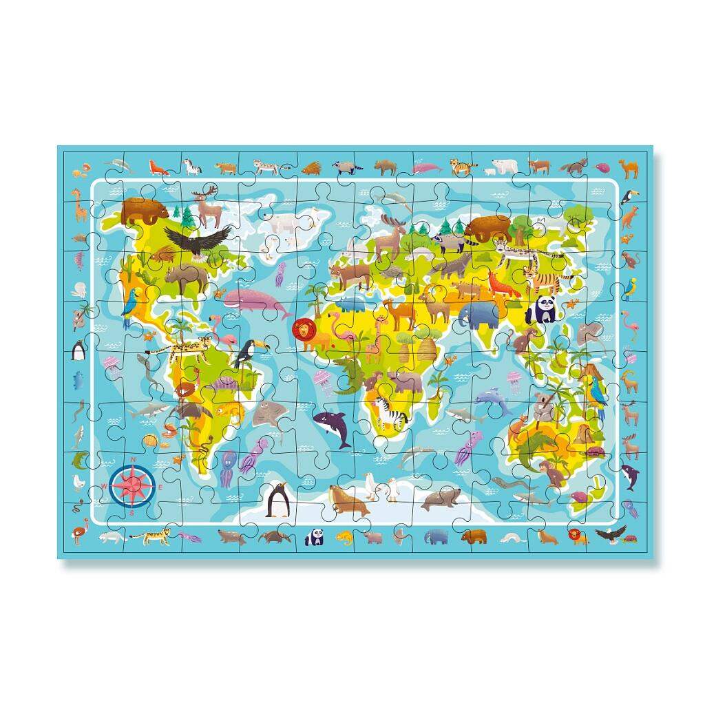 Puzzle - Harta animalelor lumii (80 piese) Dodo