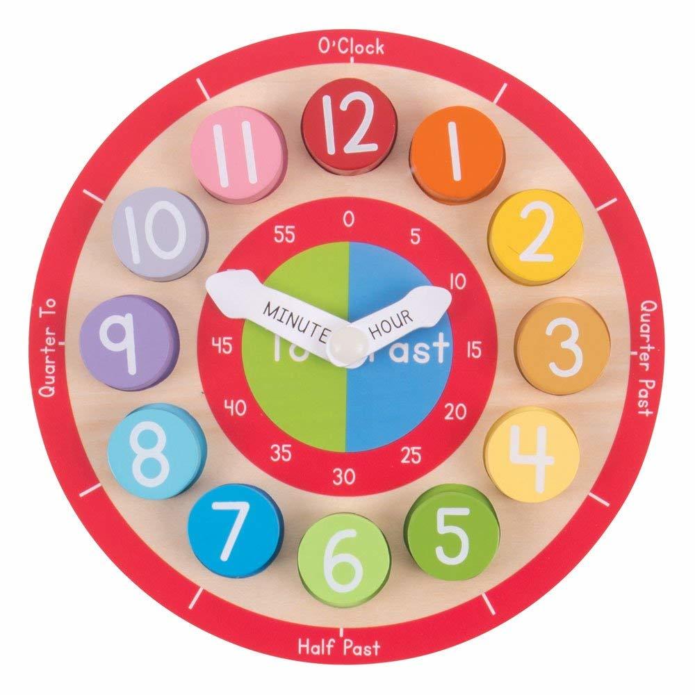 Ceas colorat din lemn BIGJIGS Toys