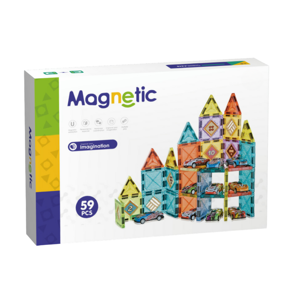 Joc magnetic - Parcarea masinutelor 59 piese (5.5 cm) Bufnitel