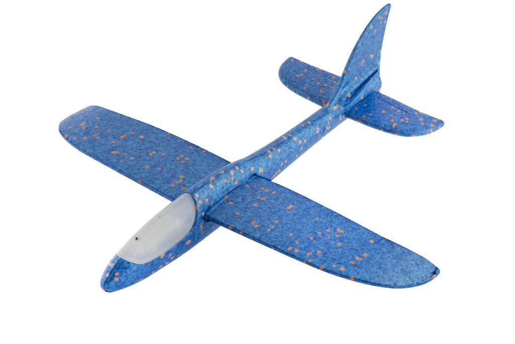 Avion planor din spuma cu luminite - Albastru Grafix