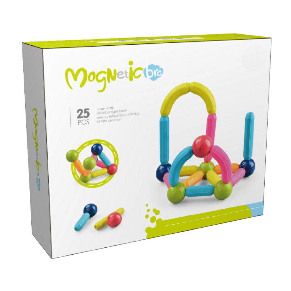 Set de constructie magnetic - Forme 3D (25 piese) Bufnitel
