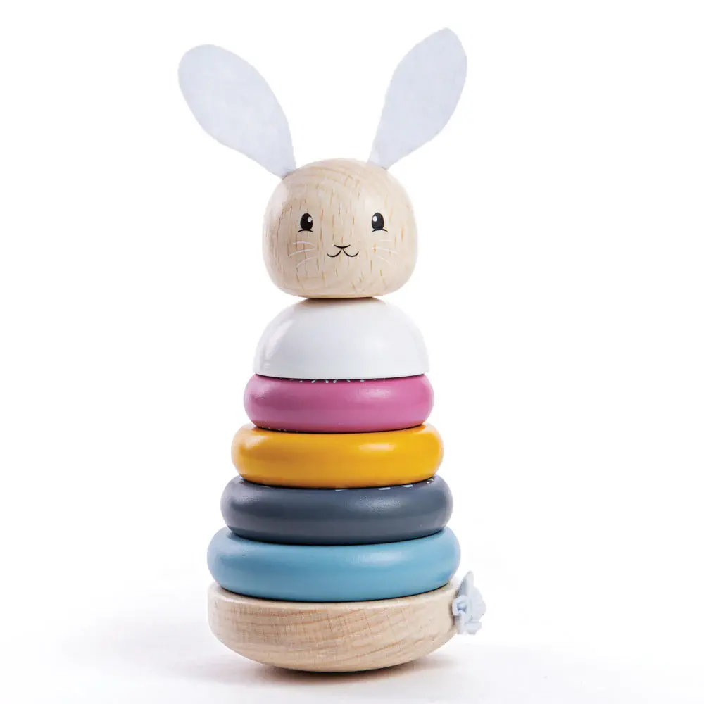 Piramida din lemn - Iepuras (pastel) BIGJIGS Toys