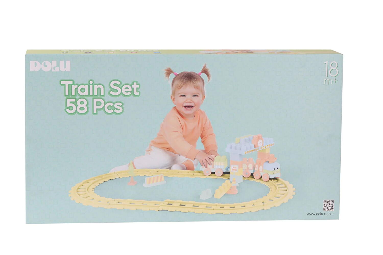 Set de constructii cu trenulet - 58 piese (pastel) - imagine 2