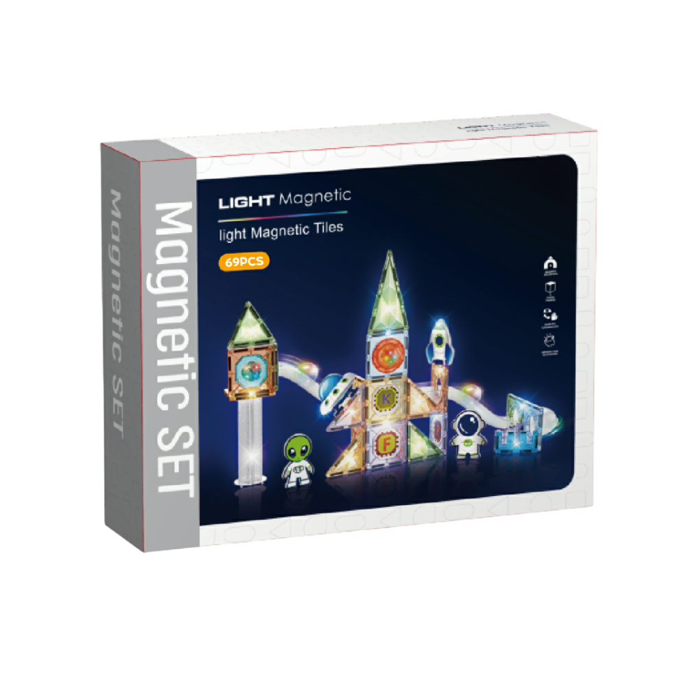 Labirint magnetic Diamond cu lumini - In spatiu 69 piese (7.5 cm) Bufnitel