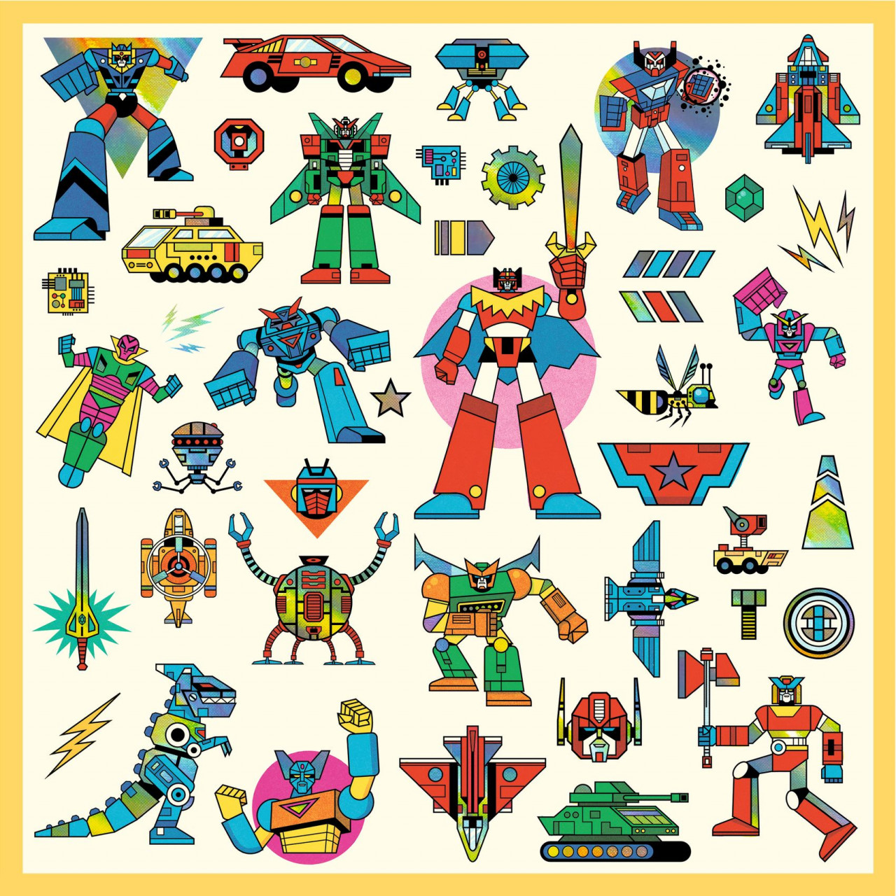 Abtibilduri metalice Roboti, Djeco - imagine 3