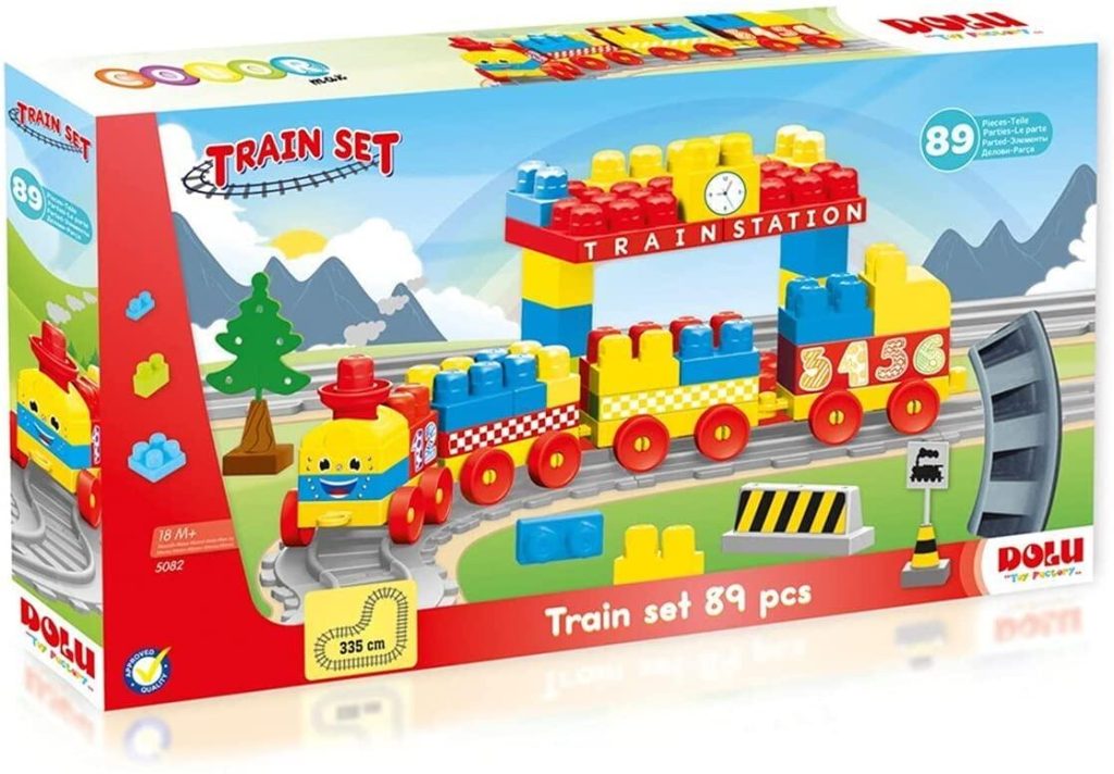 Set de constructii cu trenulet - 89 piese DOLU
