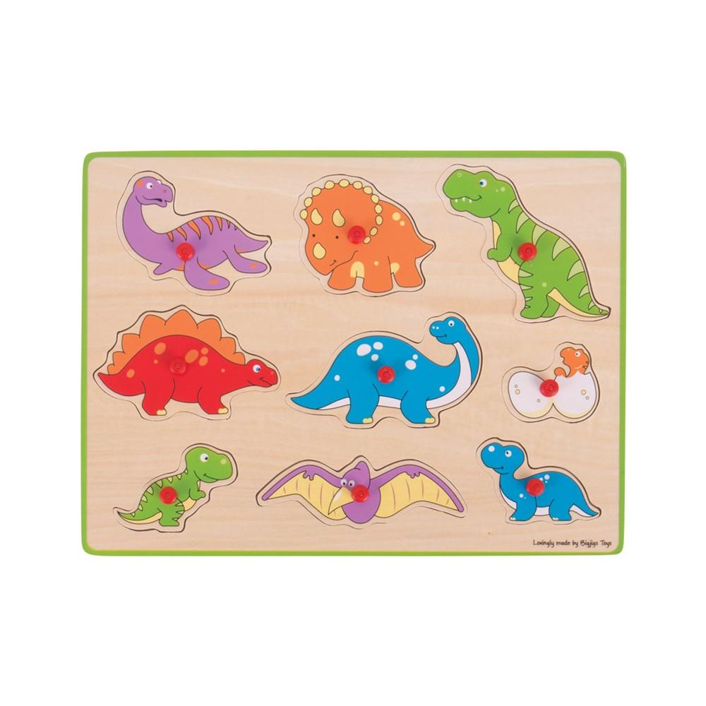 Puzzle din lemn incastru - Dinozauri BIGJIGS Toys