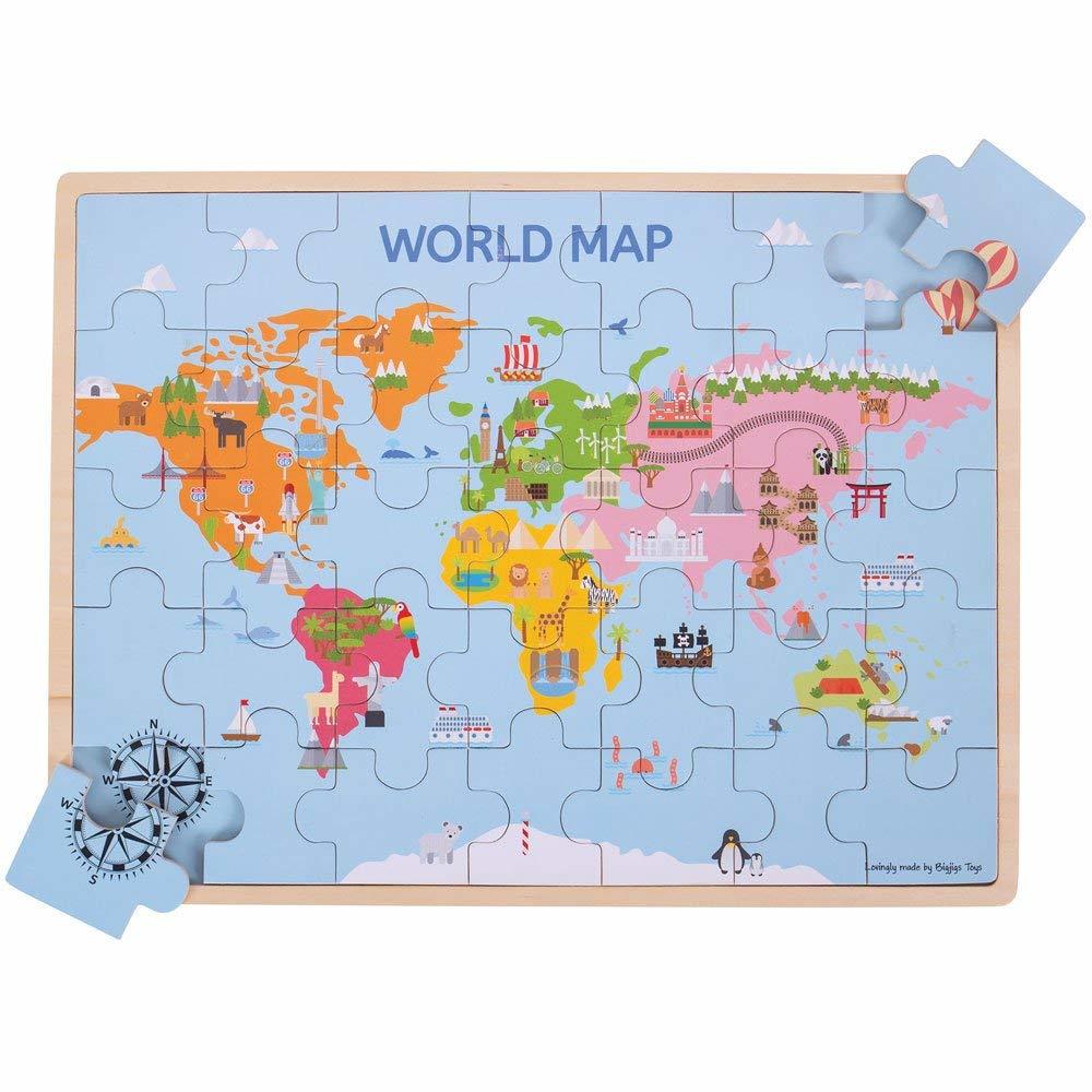 Puzzle din lemn - Harta lumii (35 piese) - imagine 2