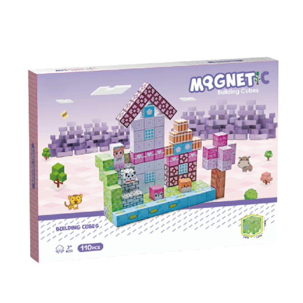 Cuburi magnetice  - Universul printeselor 110 piese (2 cm) Bufnitel