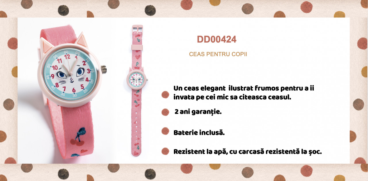 Ceas de mana Pisica, Djeco - imagine 3