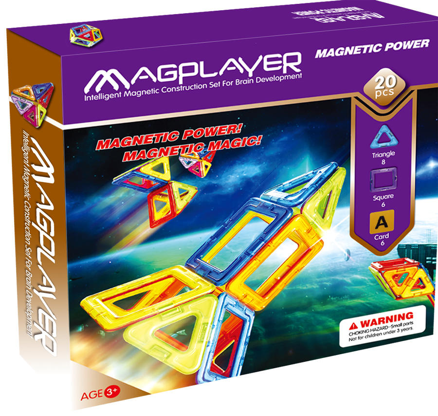 Joc de constructie magnetic - 20 piese MAGPLAYER