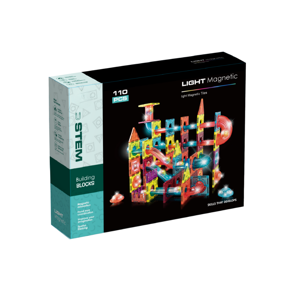 Labirintul meu magnetic cu lumini - 110 piese (7.5 cm) Bufnitel
