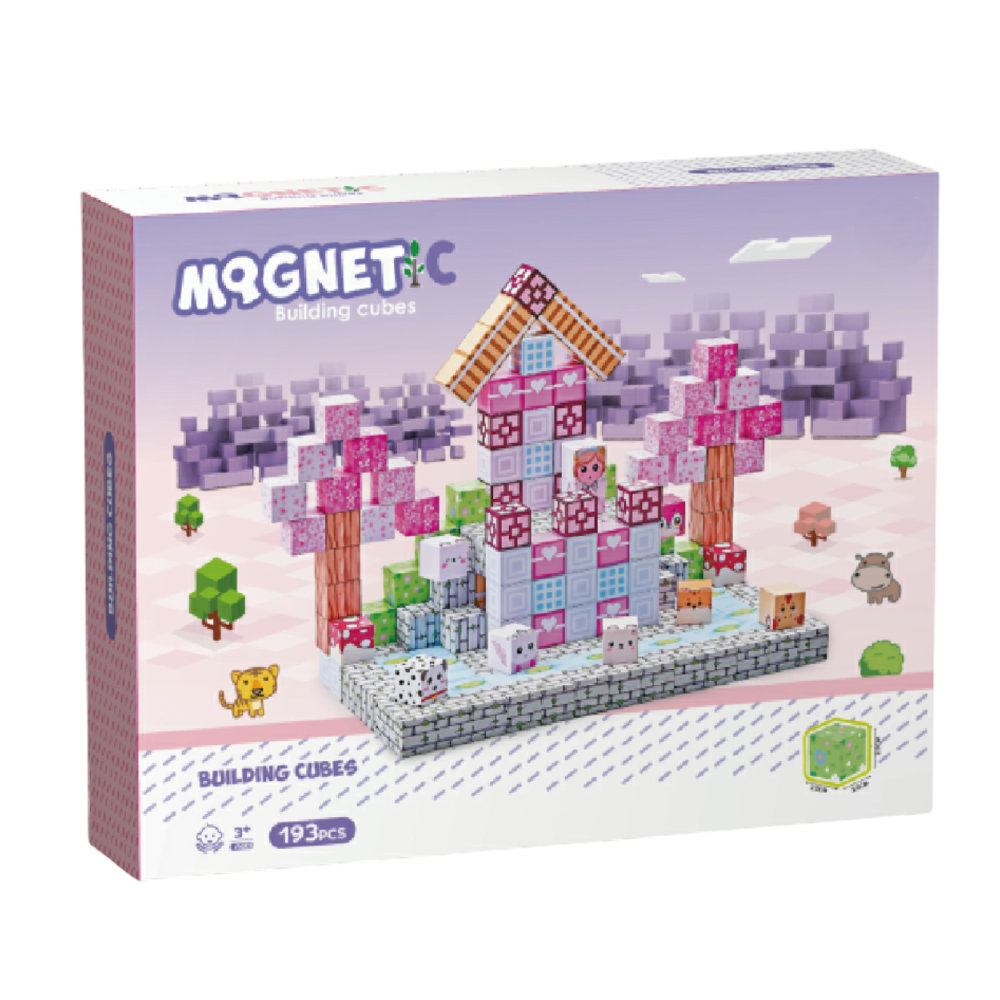 Cuburi magnetice  - Universul printeselor 193 piese (2 cm) Bufnitel