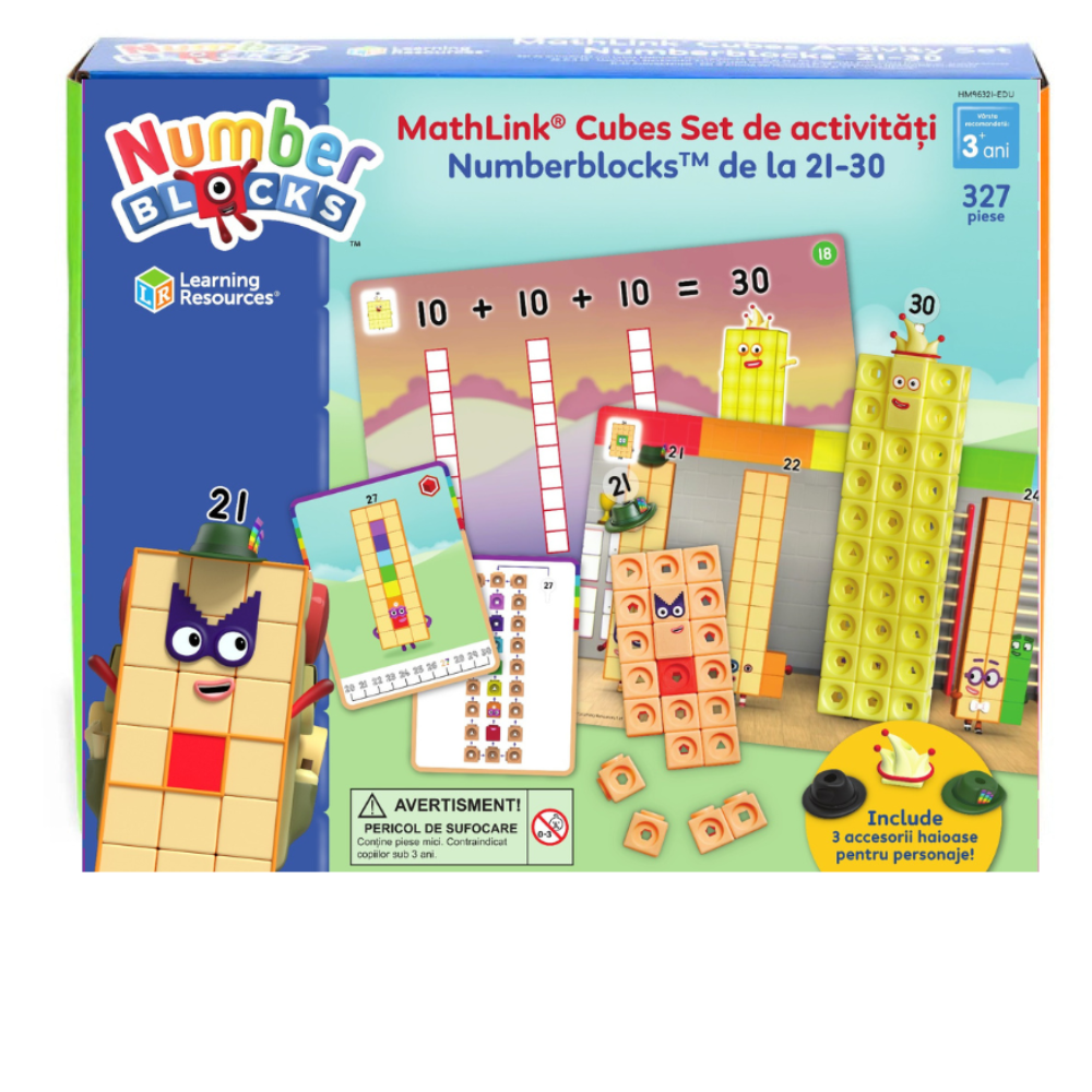 MathLink®Cubes Numberblocks in romana Set de activitati de la 21 - 30 Hand2Mind