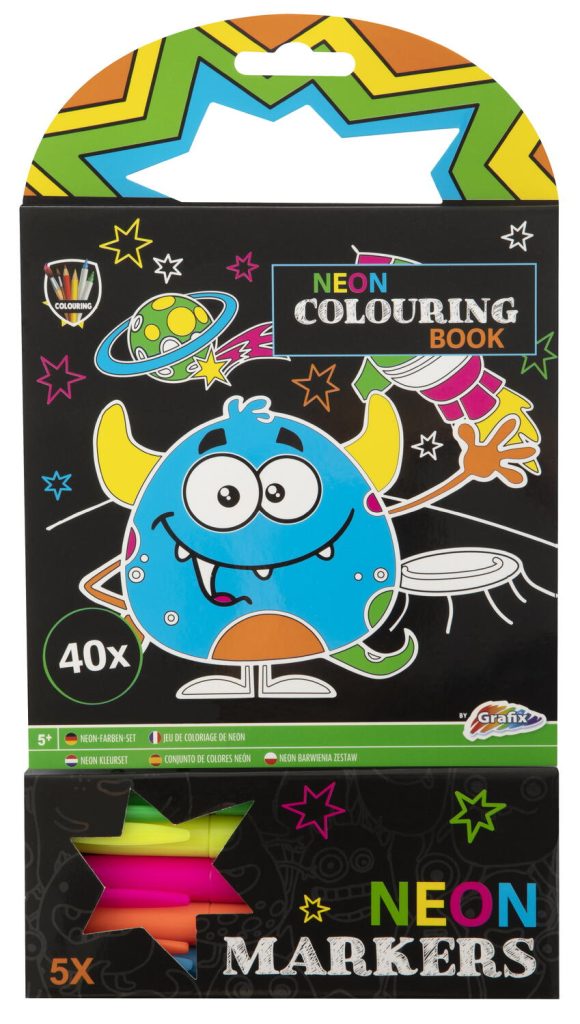 Carte de colorat cu carioci neon - Monstrulet Grafix