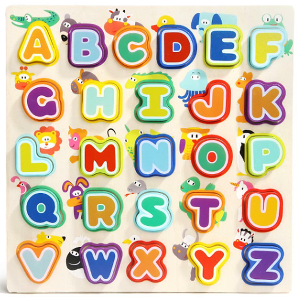 Puzzle din lemn - Litere si animalute Topbright