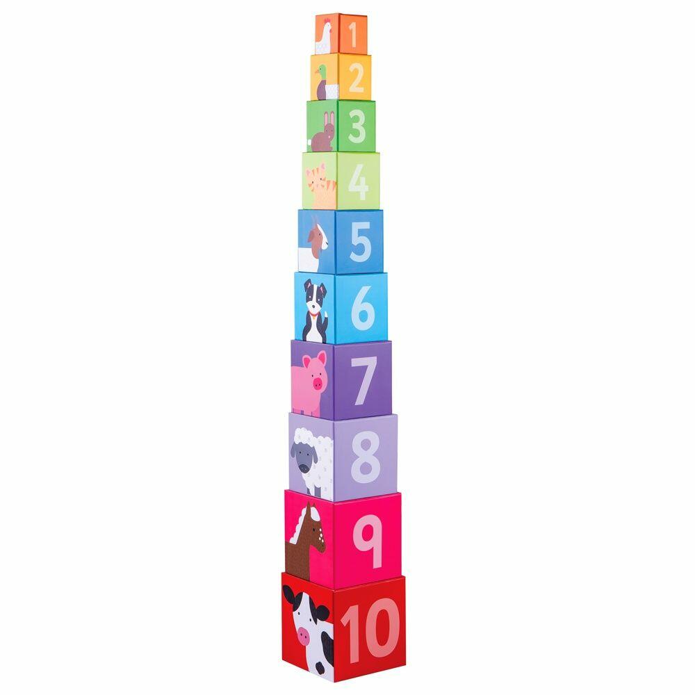 Cuburi de stivuit - Ferma BIGJIGS Toys