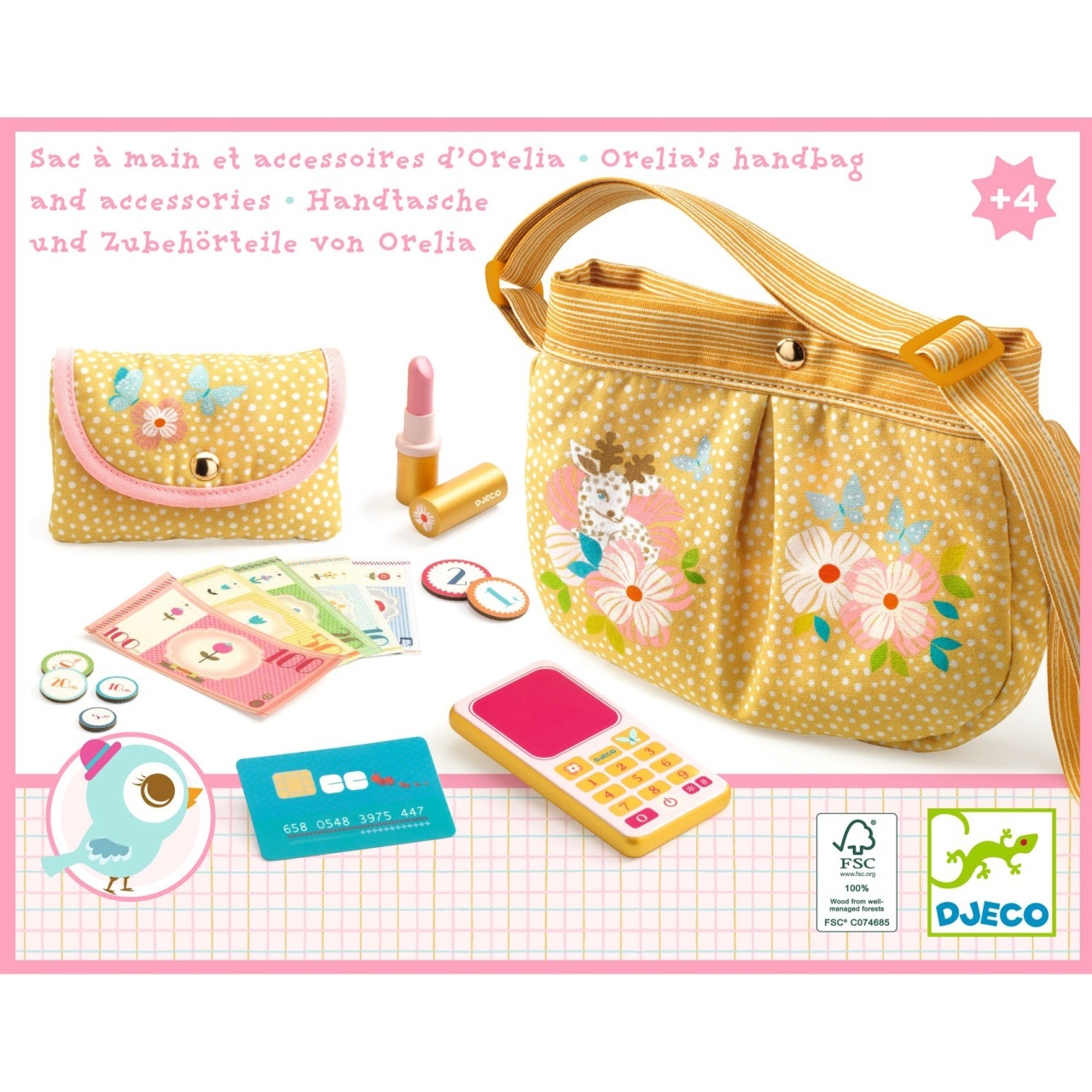 Geanta din bumbac cu accesorii, Djeco - imagine 4