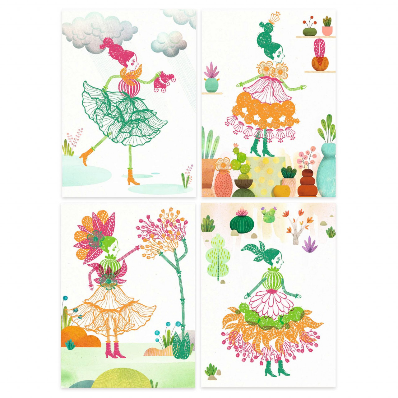 Joc creativ cu stampile Fete flori, Djeco - imagine 3