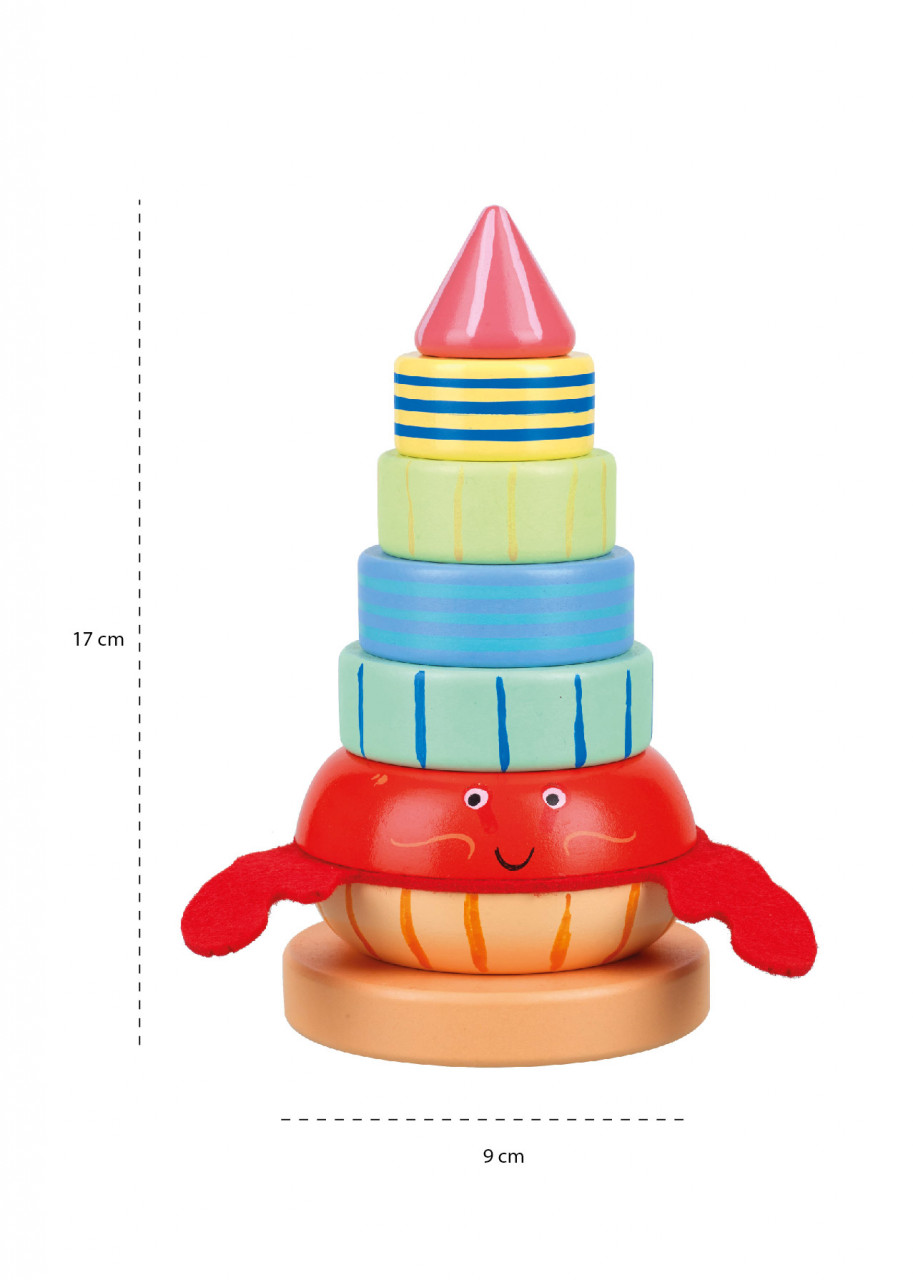 Jucarie din lemn de stivuit cu crab, Orange Tree Toys - imagine 4
