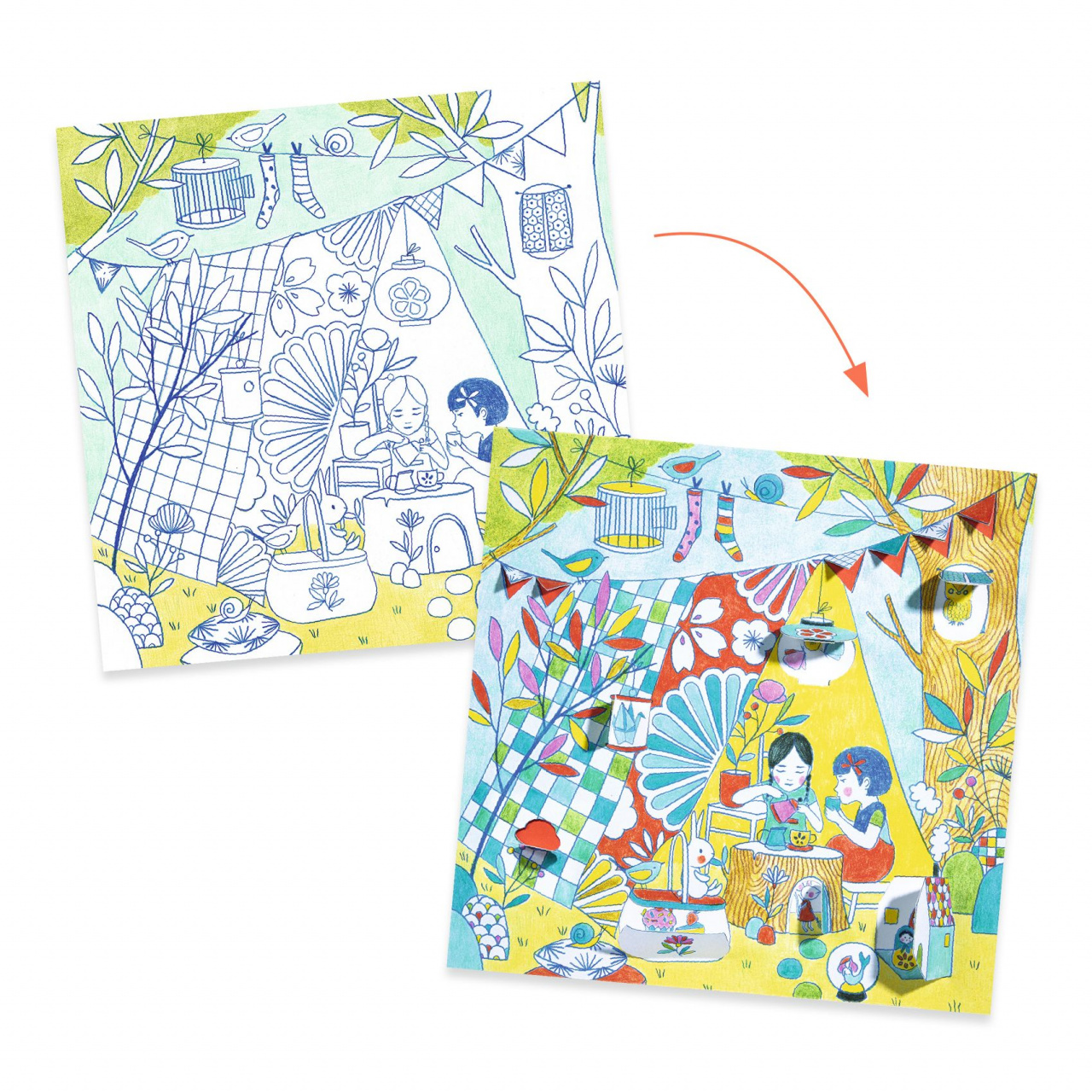 Planse de colorat cu surprize Jocurile Ninei, Djeco - imagine 3