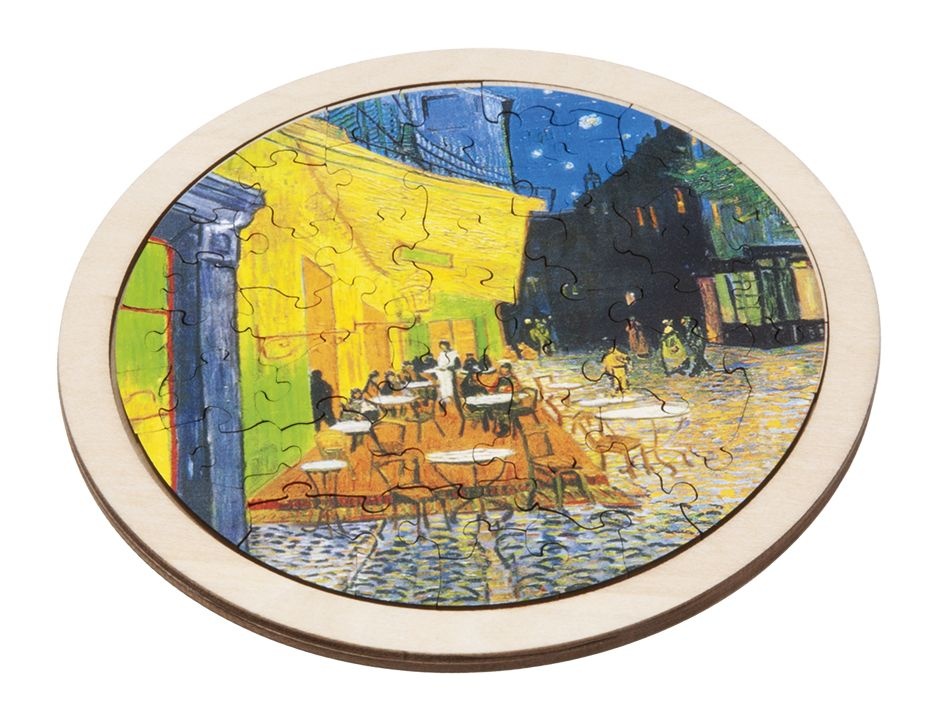 Puzzle arta rotund din lemn Cafe de Nuit