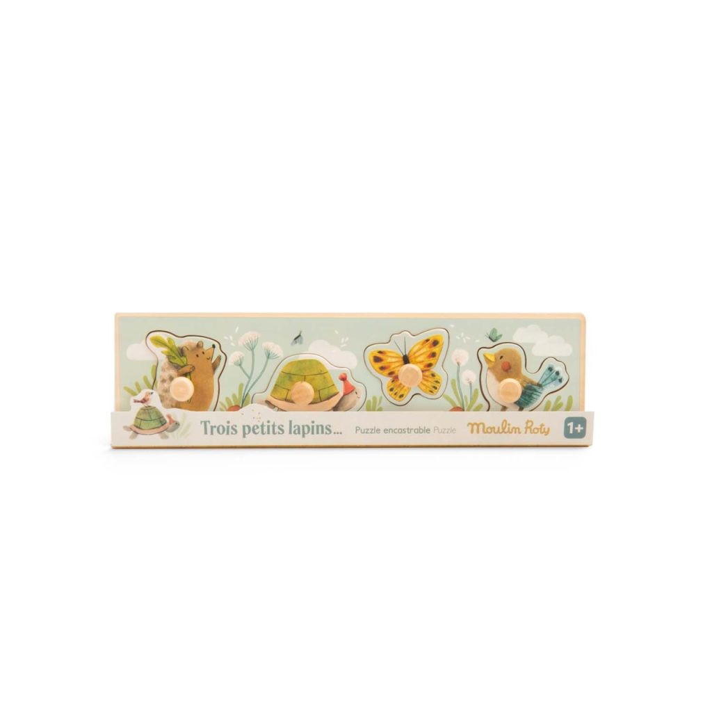 Puzzle incastru din lemn 4 animale