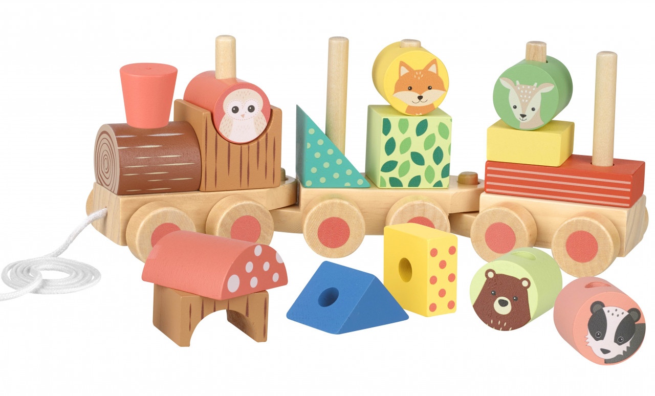 Trenulet din lemn cu forme si animale, Orange Tree Toys - imagine 5