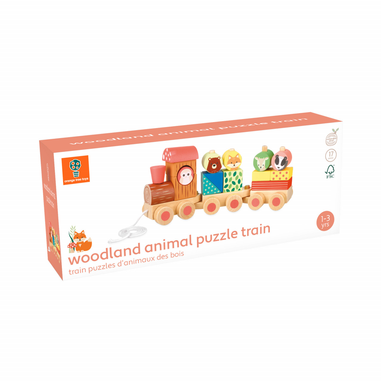 Trenulet din lemn cu forme si animale, Orange Tree Toys - imagine 3