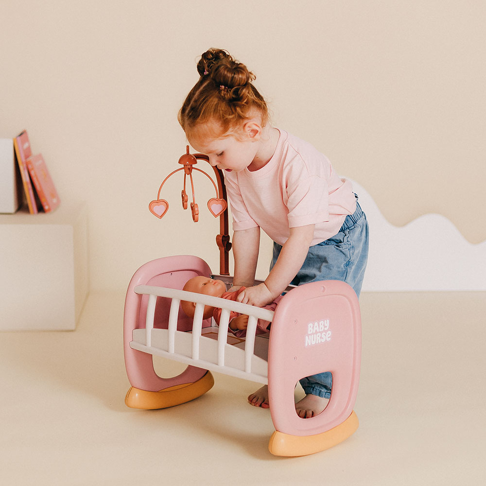Leagan pentru papusa Smoby Baby Nurse Baby's Cot cu carusel - imagine 4