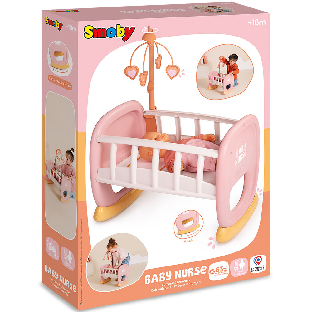 Leagan pentru papusa Smoby Baby Nurse Baby's Cot cu carusel - imagine 6