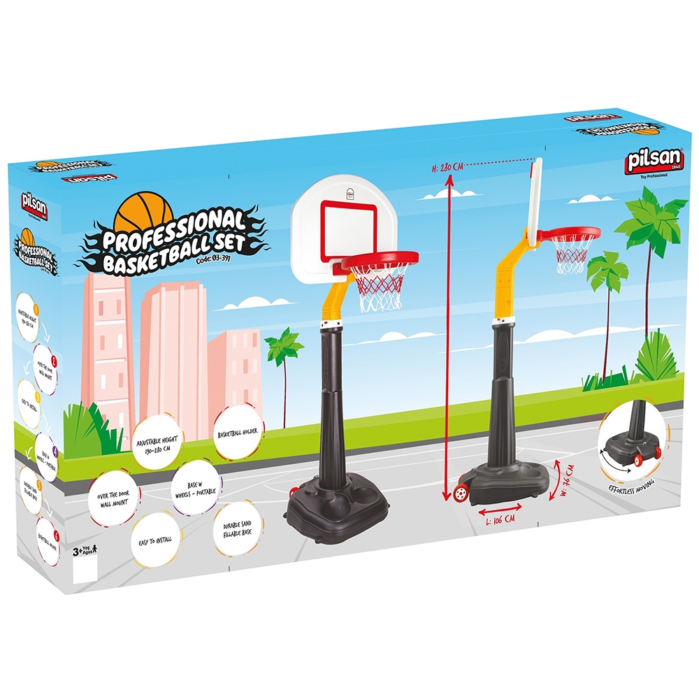 Panou cu stativ si cos baschet pentru copii Pilsan Professional Basketball Set - imagine 2
