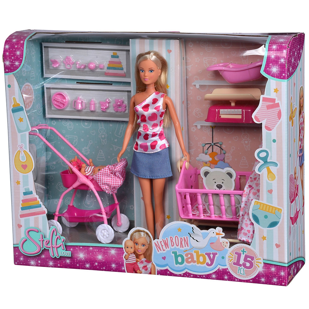 Set Simba Steffi Love New Born Baby Set papusa 29 cm, 1 bebelus si accesorii - imagine 8